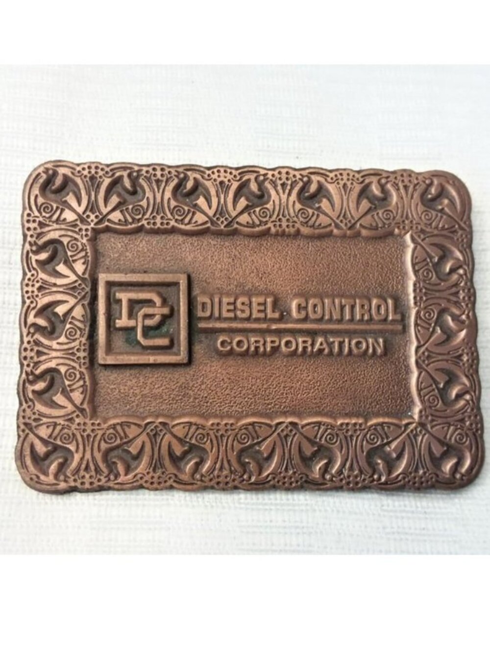 VTG Belt Buckle Diesel Control Corporation Solid Metal Copper Color Hit Line USA